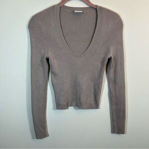 ✨ Abercrombie & Fitch Scoop Neck Ribbed Knit Sweater Tan Neutral Small